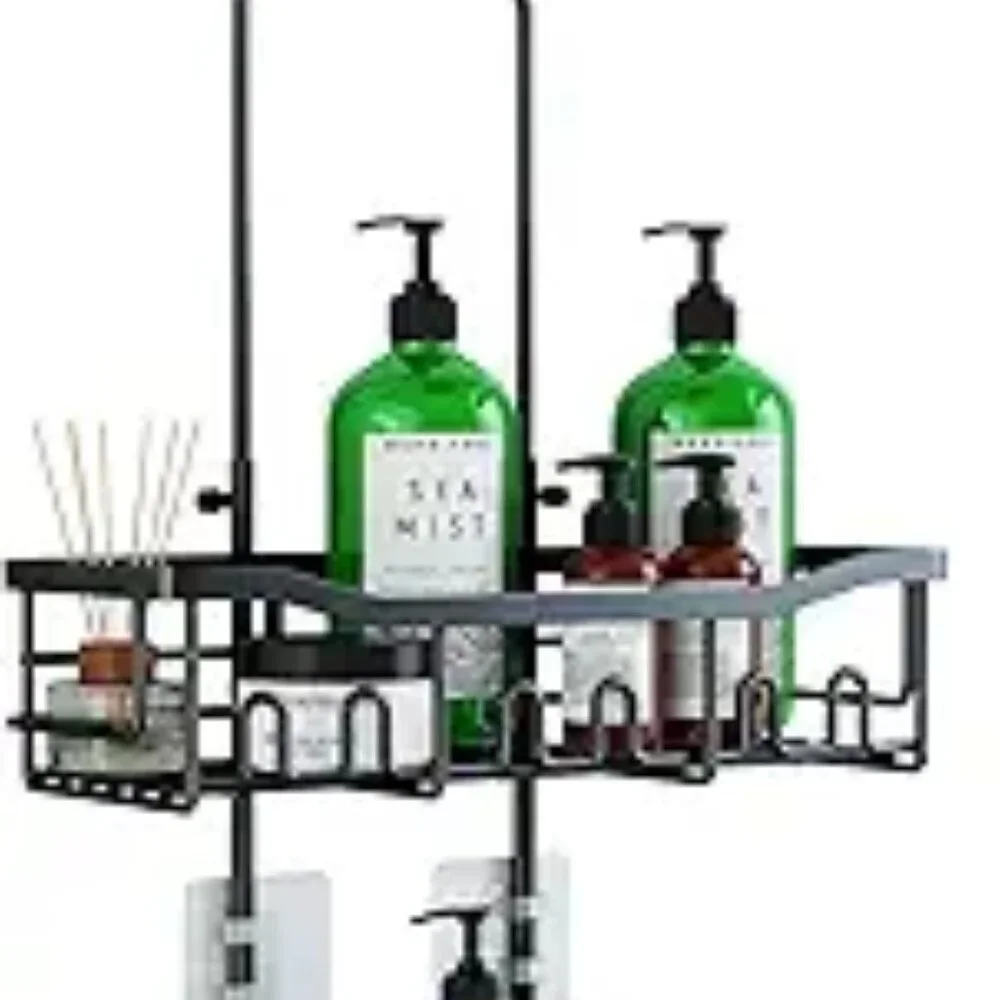 Upgraded Extended Length Shower Organizer with Hooks, Rustproof Shampoo Soap